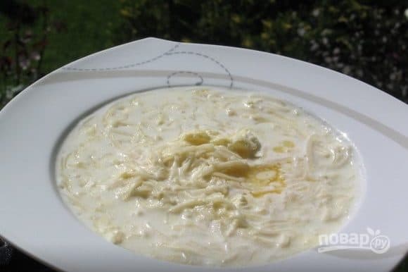 Recipe for milk soup with noodles
