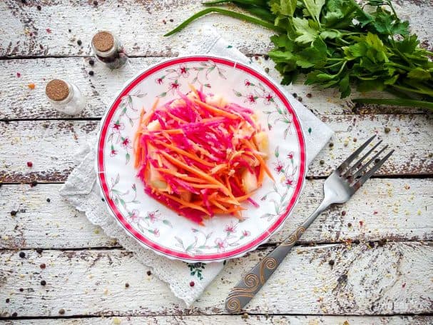 Radish with garlic and carrot