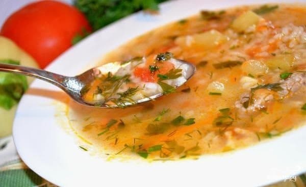 Рисовый суп с овощами