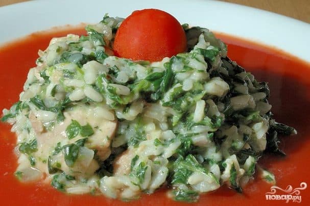 Risotto with chicken and spinach