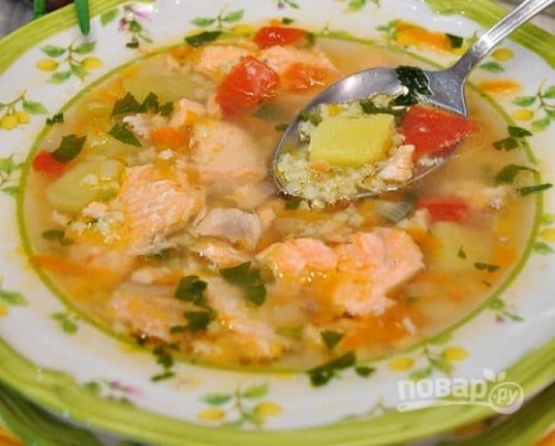 Salmon fish soup