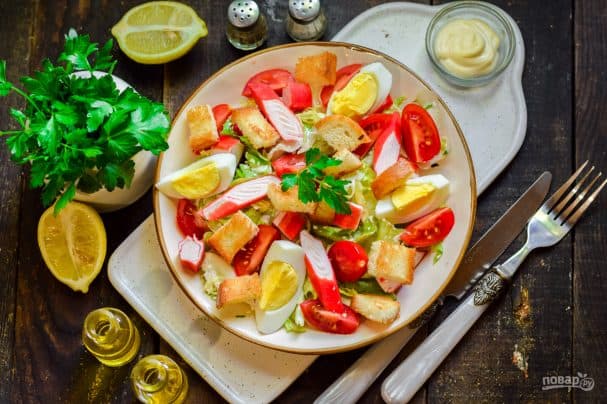 Salad with crab sticks