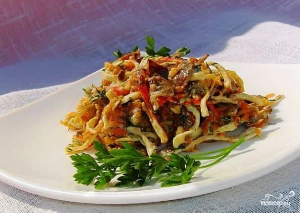 Salad with crab sticks