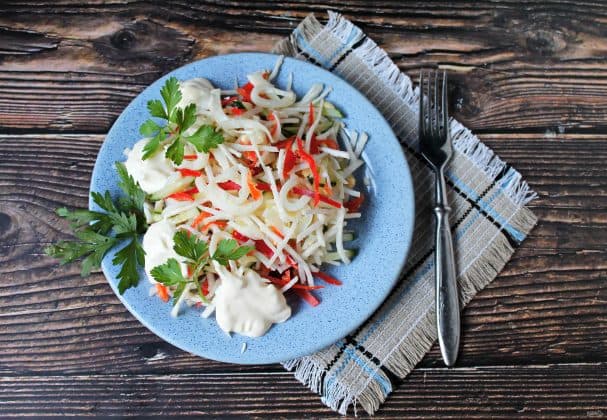 Radish and squid salad