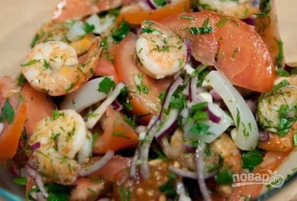 Салат из кальмара и креветок
