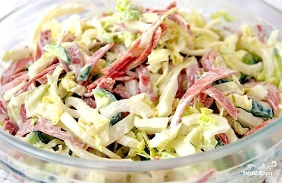 Cabbage and smoked sausage salad