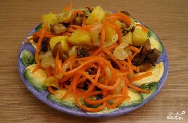 Салат из корейской моркови с грибами