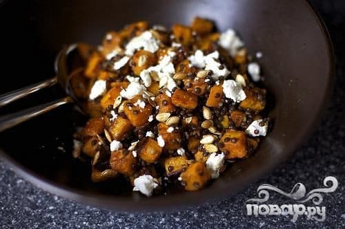 Squash, lentil, and cheese salad