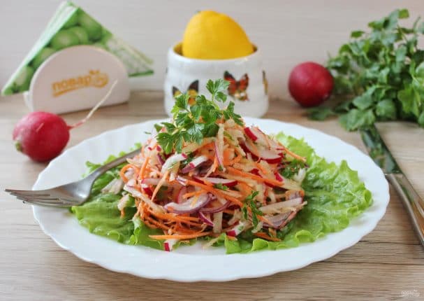 Salad of apples, carrots, and radishes