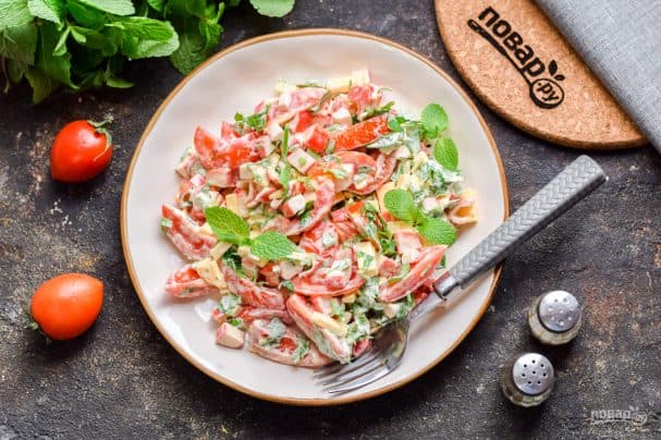 Salad with crab sticks