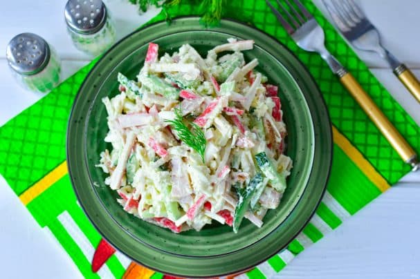 Salad with crab sticks