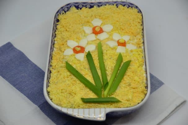 Salad with crab sticks