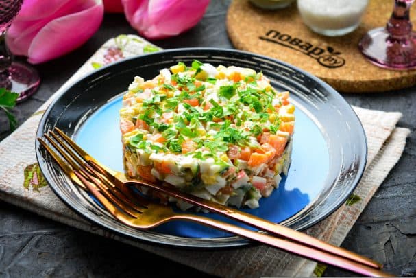 Salad with crab sticks