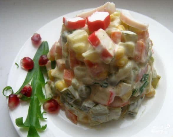 Salad with crab sticks