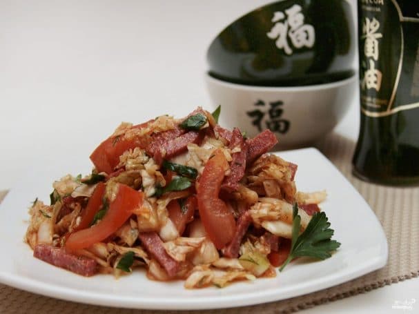 Spicy sausage salad