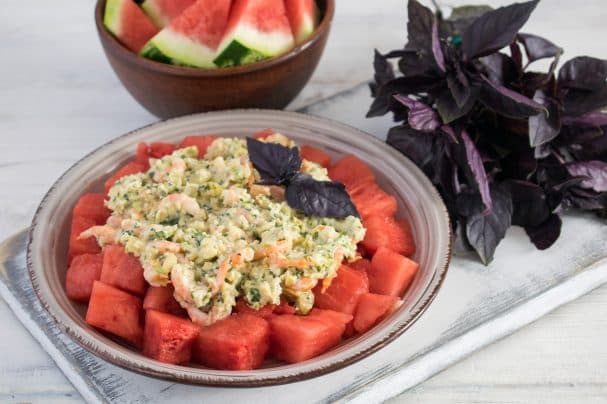 Watermelon and shrimp salad