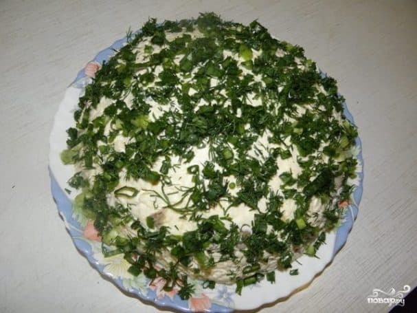 Salad with squid and mushrooms