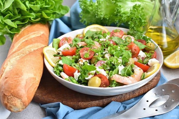 Shrimp and feta salad