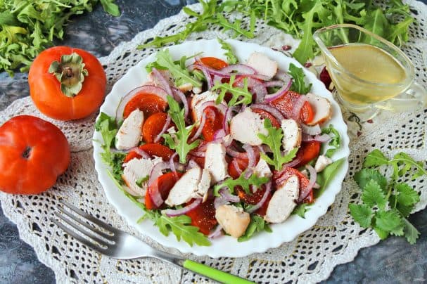 Chicken and persimmon salad