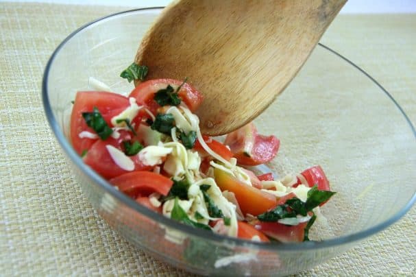 Salad with mozzarella and tomatoes
