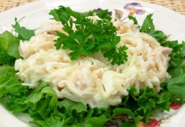 Salad with boiled squid