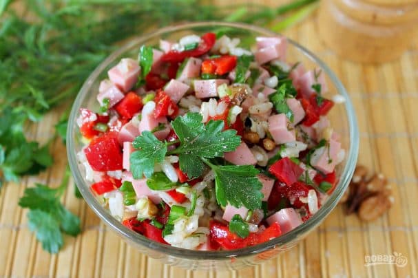 Rice and sausage salad