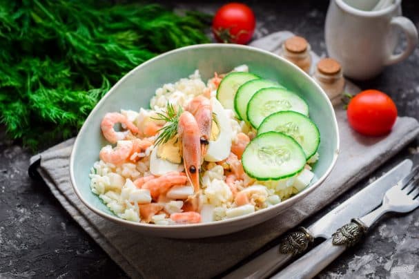 Seafood and rice salad
