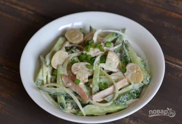 Salad with mushrooms and cucumbers