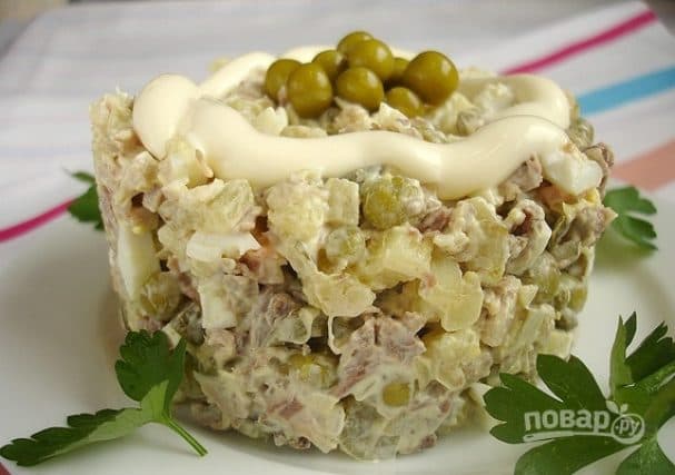 Salad with boiled meat