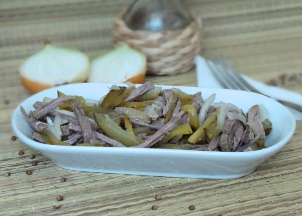 Salad with pickled cucumbers