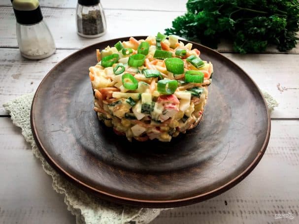 Salad with crab sticks