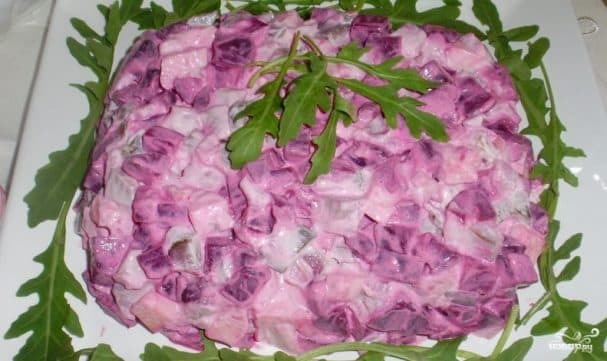 Сельдзь пад шубой кубікамі