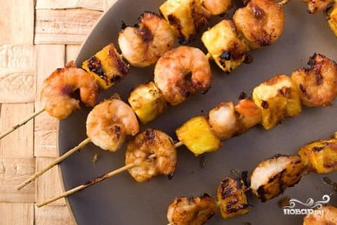 Шашлык из креветок