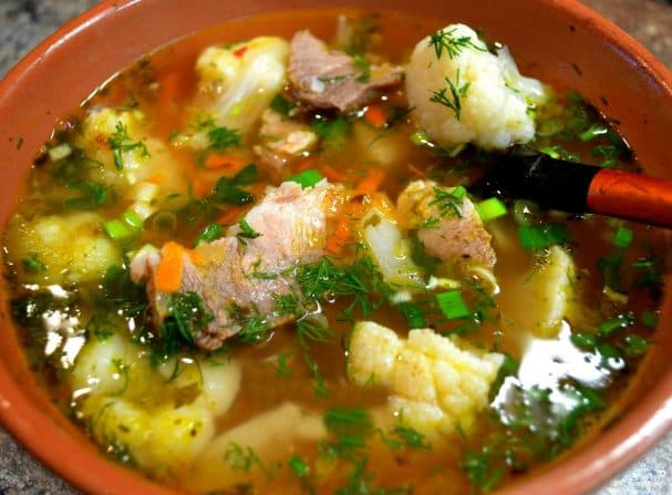 Cabbage soup with cauliflower