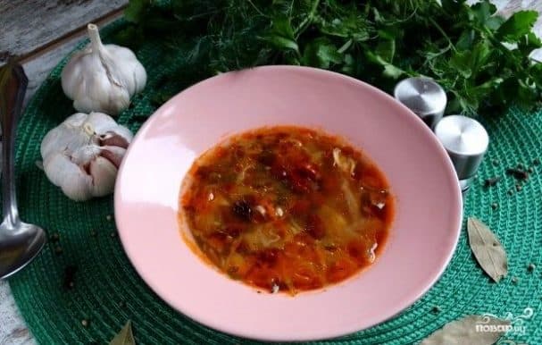 Cabbage soup with canned beans