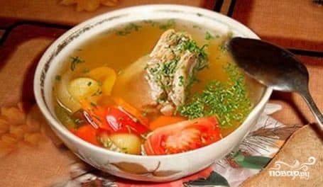Шурпа з куры з зялёню