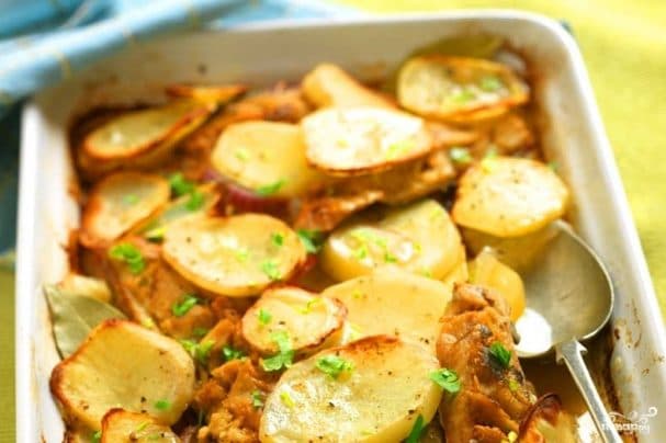 Скумбрыя, запечаная з бульбамі