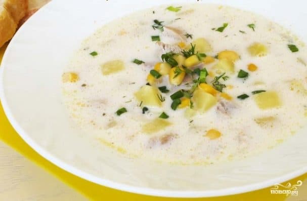 Сливочный суп с курицей