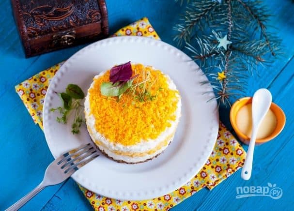 Слоёны салат з печанкі