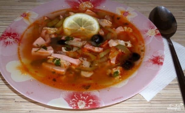 Meat and sausage solyanka