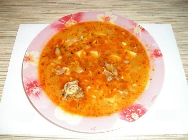 Beef soup with tomato paste