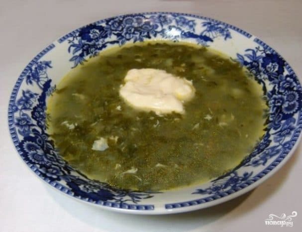 Soup from canned sorrel