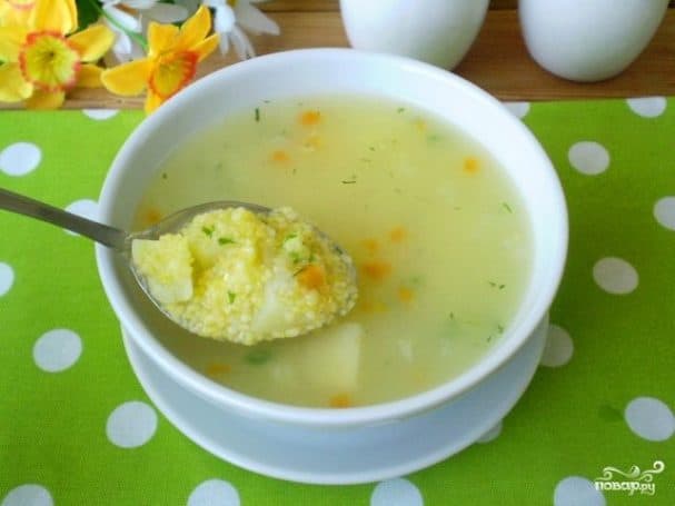 Суп з кукурузнай крупы