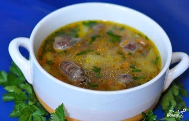Суп з курыных жалудкаў