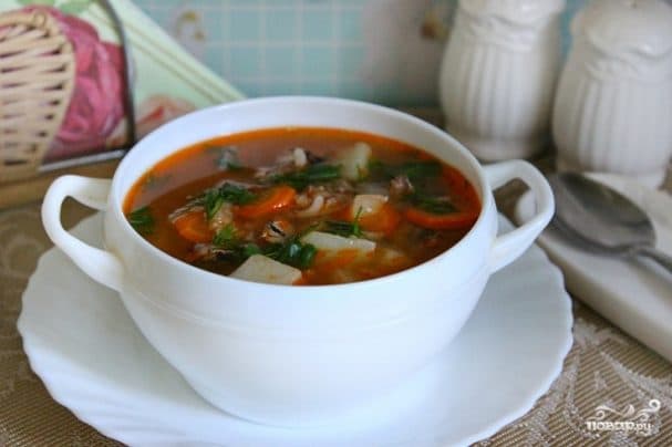 Mackerel soup in tomato sauce
