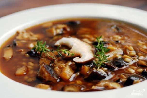 Soup from fresh boletus mushrooms