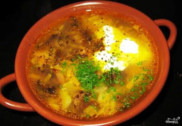 Mushroom soup with fresh chanterelles