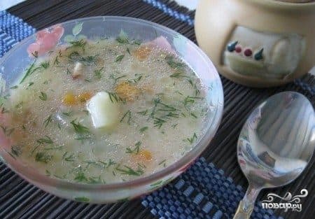 Chicken soup with processed cheese