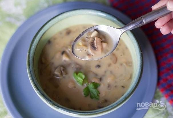 Soup with beans and mushrooms