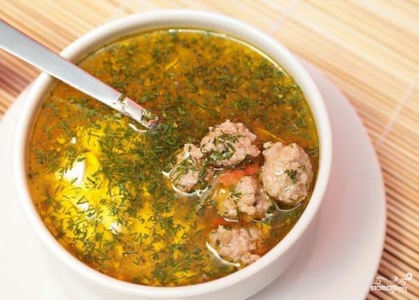 Суп с фрикадельками и клецками